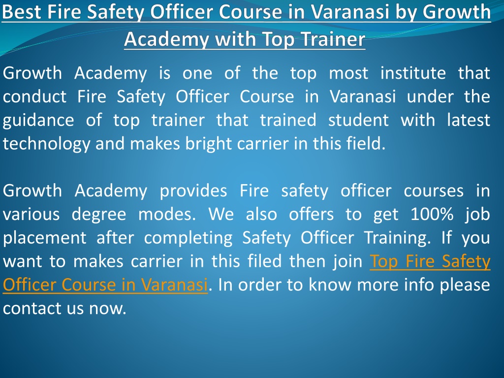 Ppt Best Safety Officer Course In Mau With Various Degree Modes By Growth Academy Powerpoint 