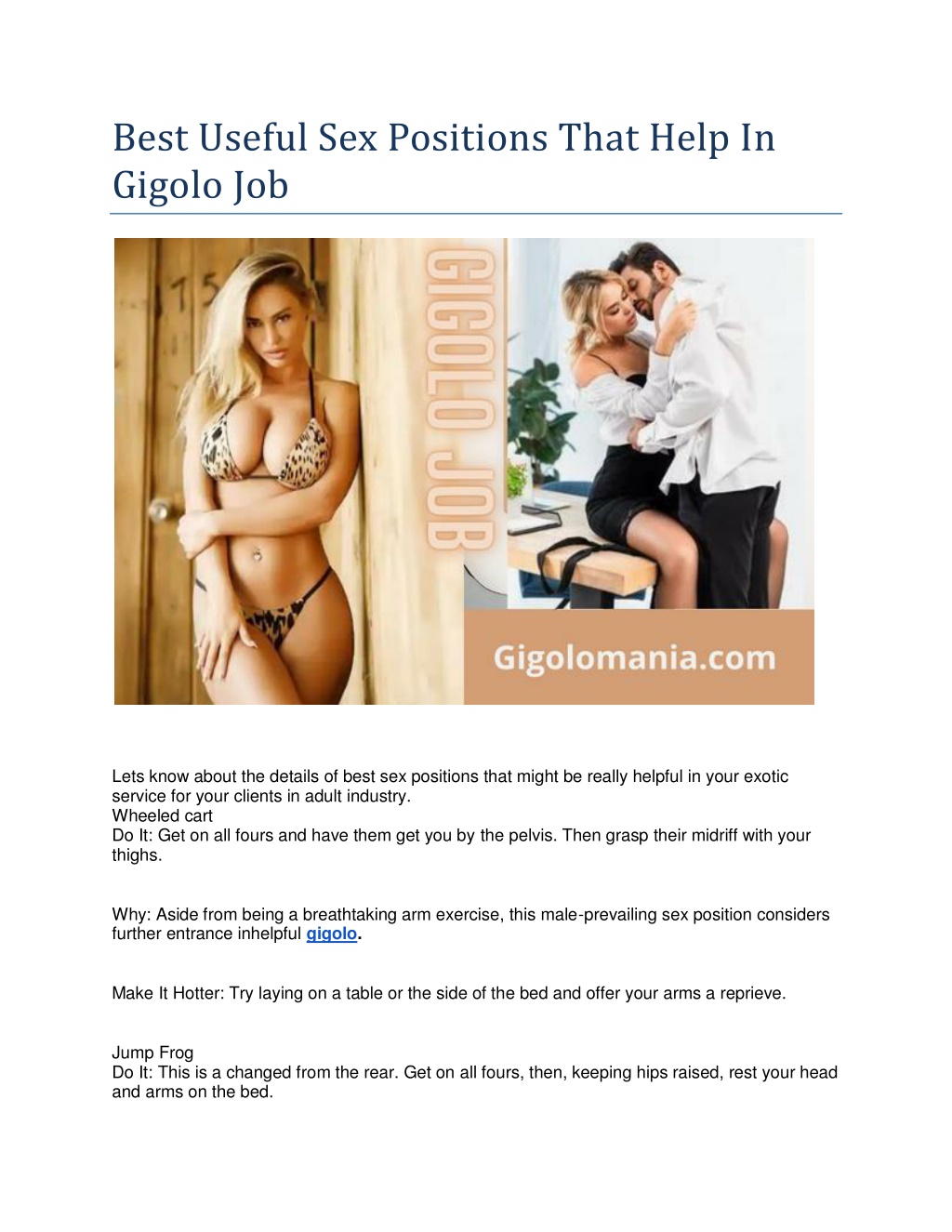 PPT - Best Useful Sex Position That Help In Gigolo Job PowerPoint  Presentation - ID:11541578