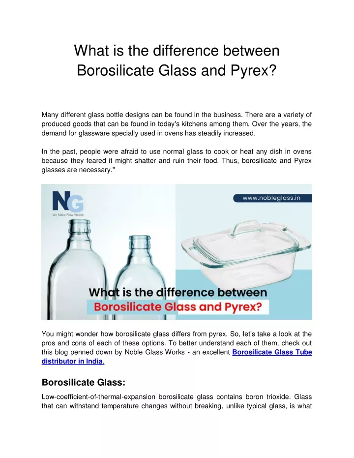 Ppt Noble Glass Works What Is The Difference Between Borosilicate Glass And Pyrex 1537