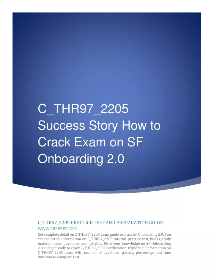 C-THR97-2205 Examcollection Questions Answers