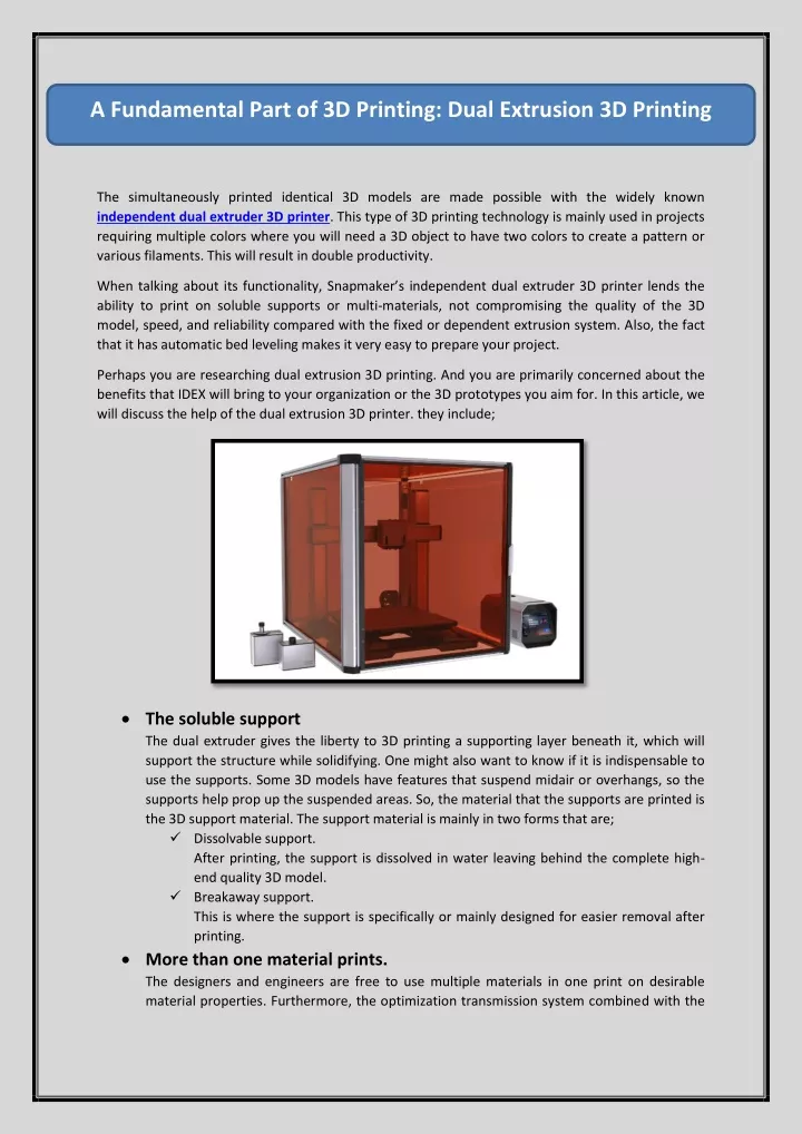 PPT - A Fundamental Part of 3D Printing: Dual Extrusion 3D Printing PowerPoint Presentation - ID:11543439