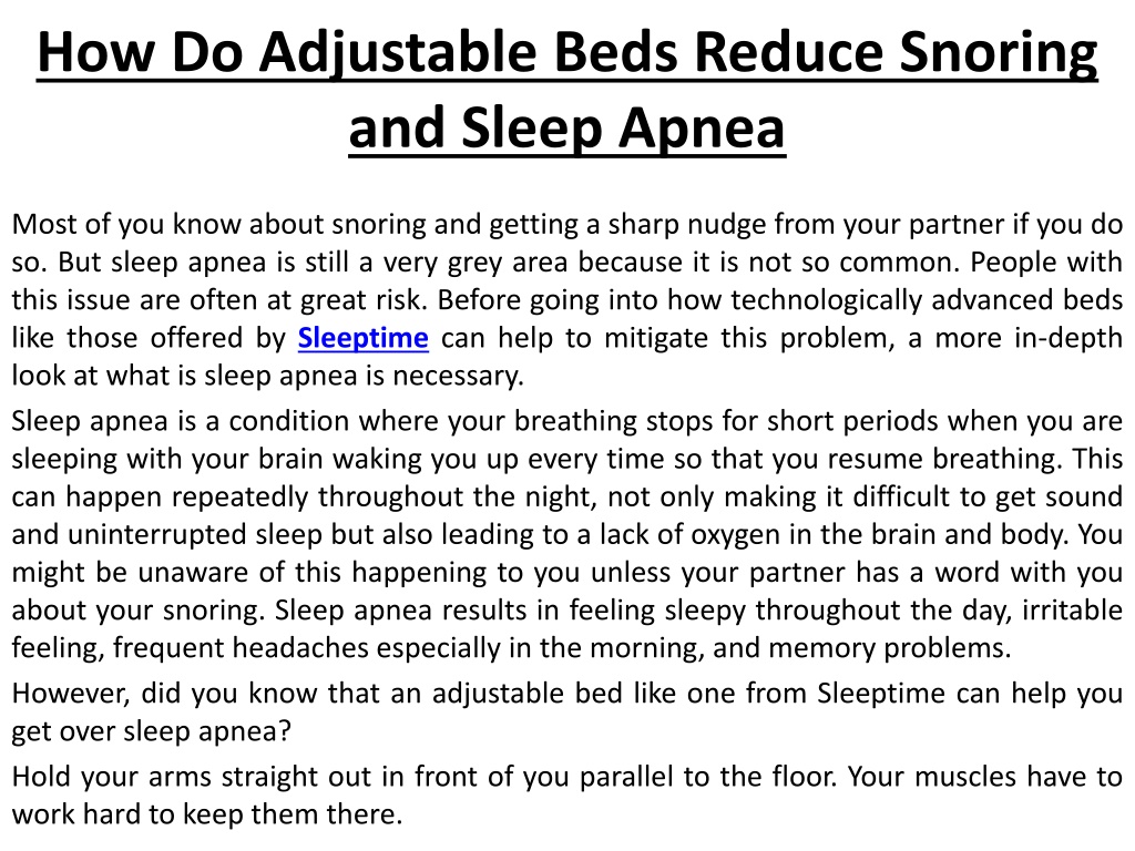 PPT How Do Adjustable Beds Reduce Snoring and Sleep Apnea PowerPoint