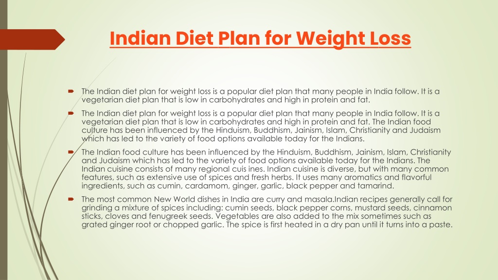 PPT - Indian Diet Plan for Weight Loss PowerPoint Presentation, free