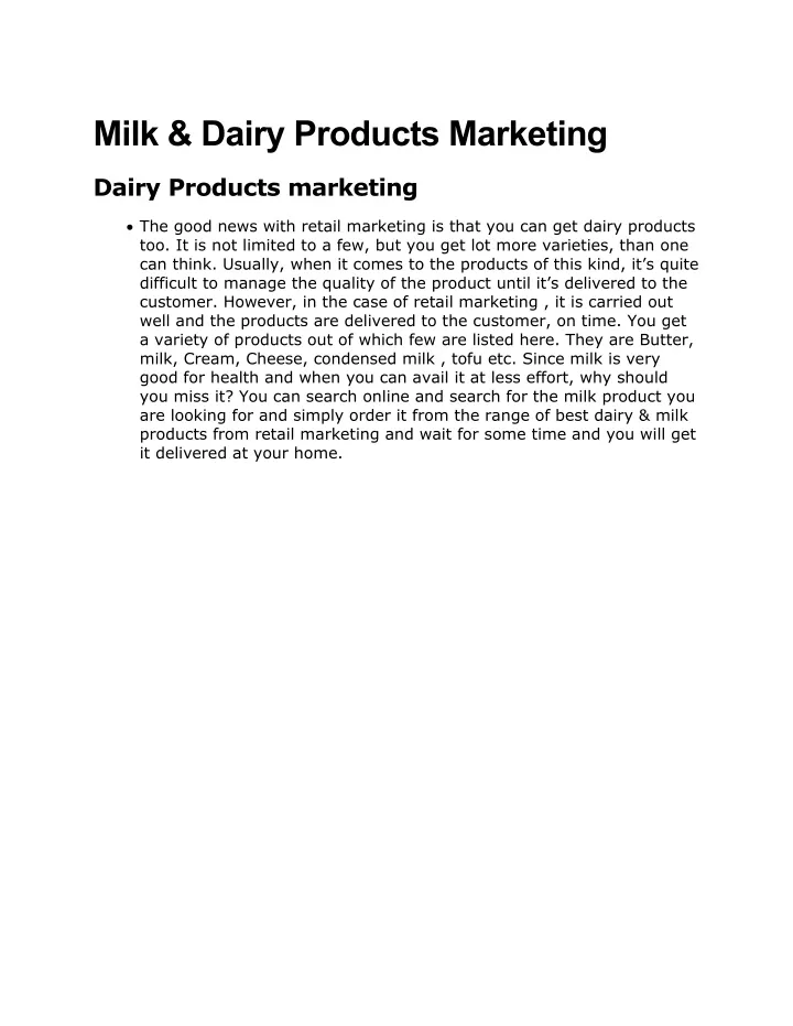 PPT milkdairyproductsmarketing PowerPoint Presentation, free