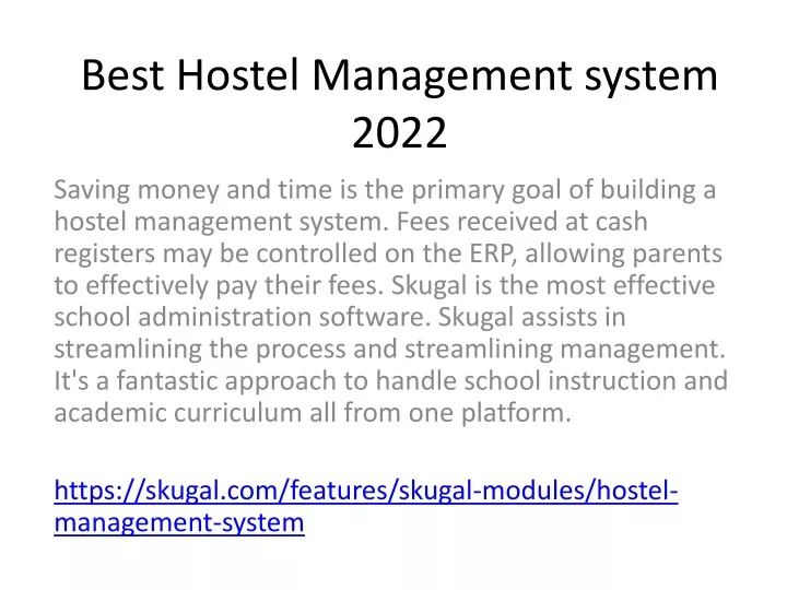 presentation of hostel management system