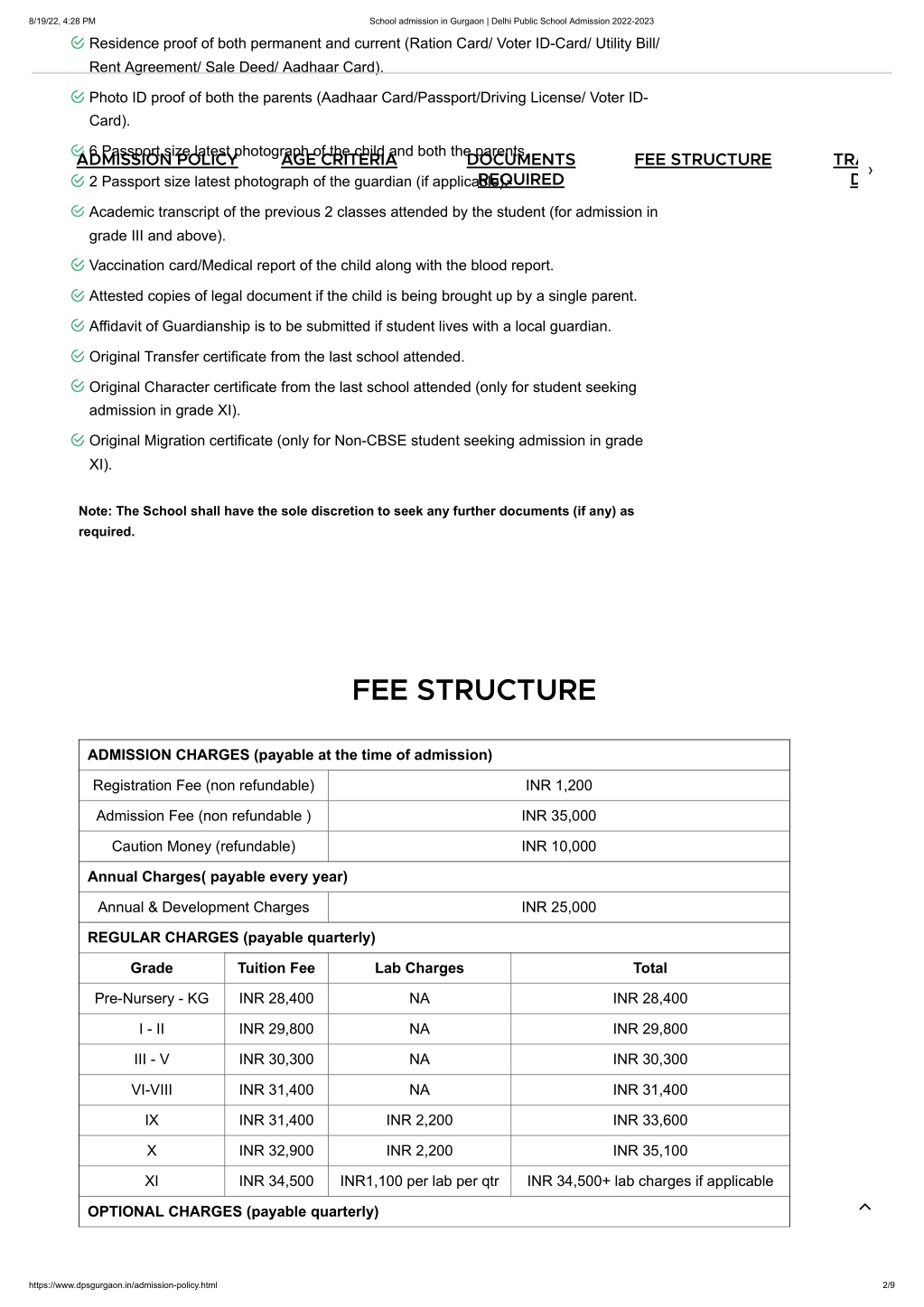 presentation school admission 2022 23 delhi