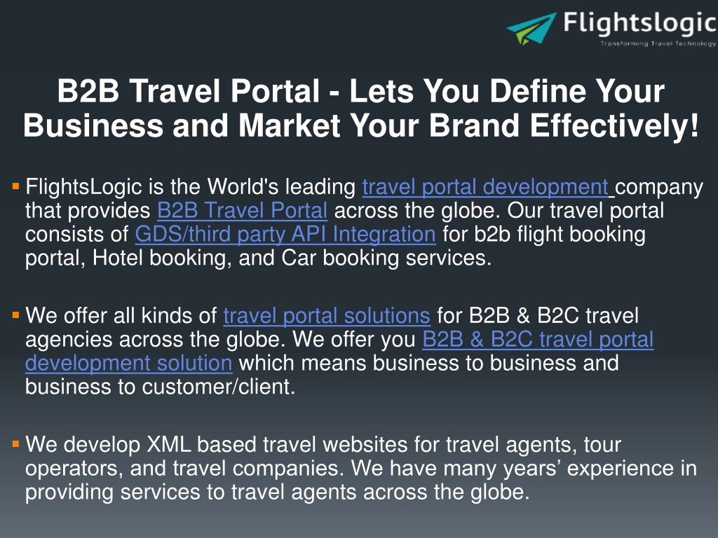 PPT - B2B Travel Portal PowerPoint Presentation, Free Download - ID ...