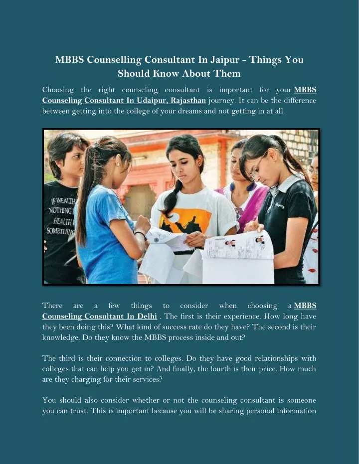 PPT - MBBS Counselling Consultant In Jaipur - Things You Should Know ...