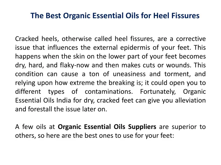 Ppt The Best Organic Essential Oils For Heel Fissures Powerpoint Presentation Id11545356 