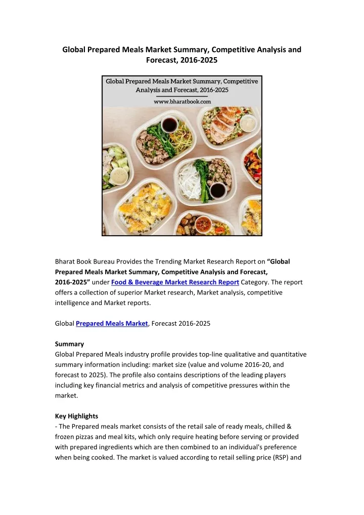 PPT Global Prepared Meals Market Summary, Competitive Analysis and