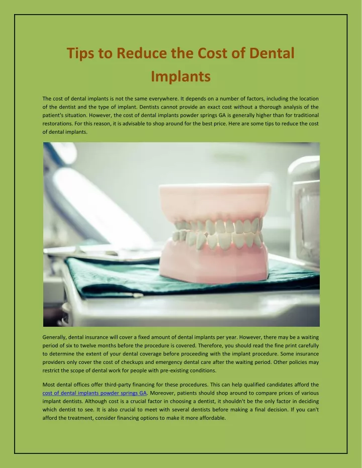 PPT - Tips To Reduce The Cost Of Dental Implants PowerPoint ...