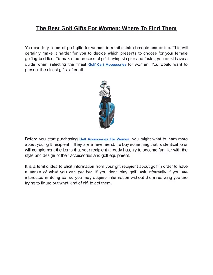 Ppt The Best Golf Gifts For Women Where To Find Them Powerpoint