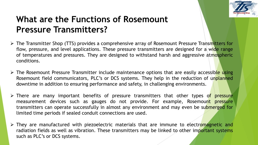 PPT - Rosemount Pressure Transmitter Functions And Types - The ...