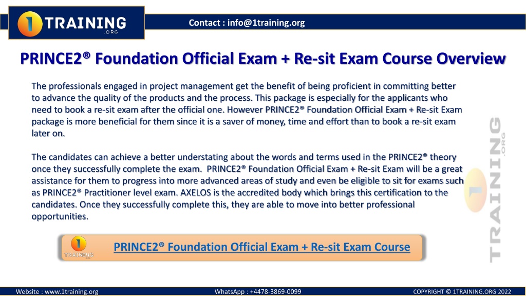 PPT - PRINCE2 Foundation (Official Re-sit Exams) Course For ...