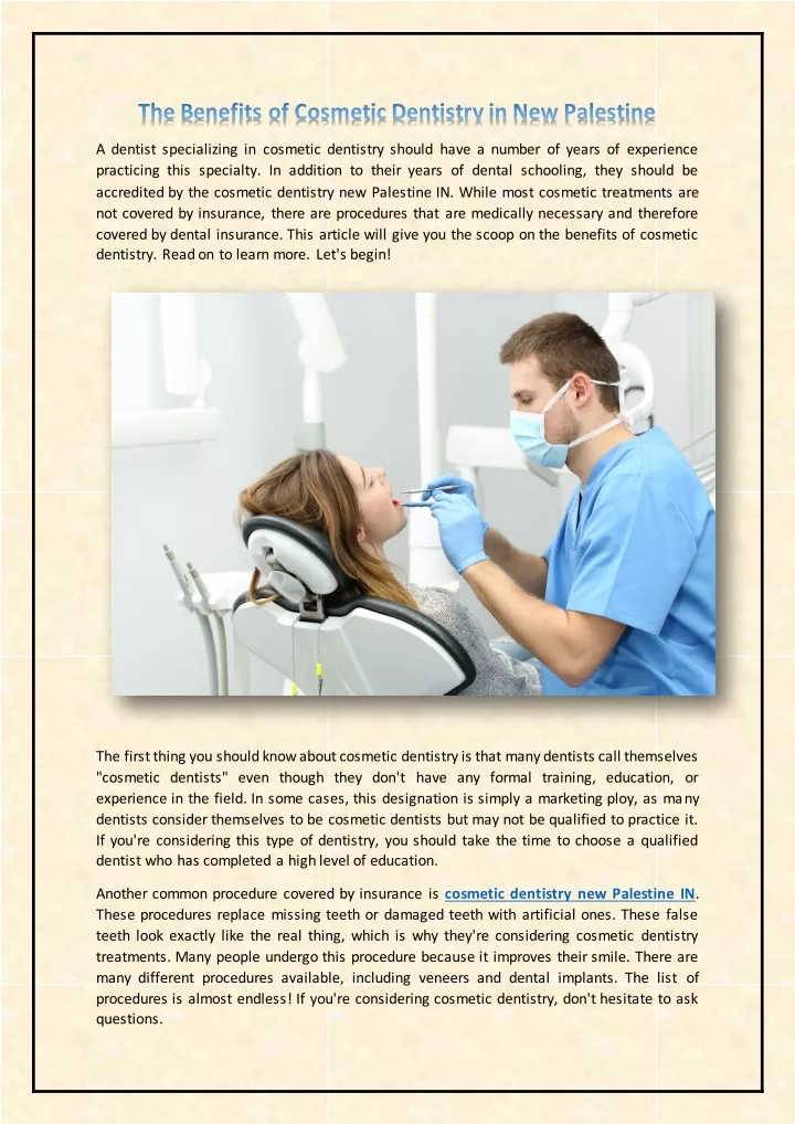 PPT - The Benefits of Cosmetic Dentistry in New Palestine PowerPoint