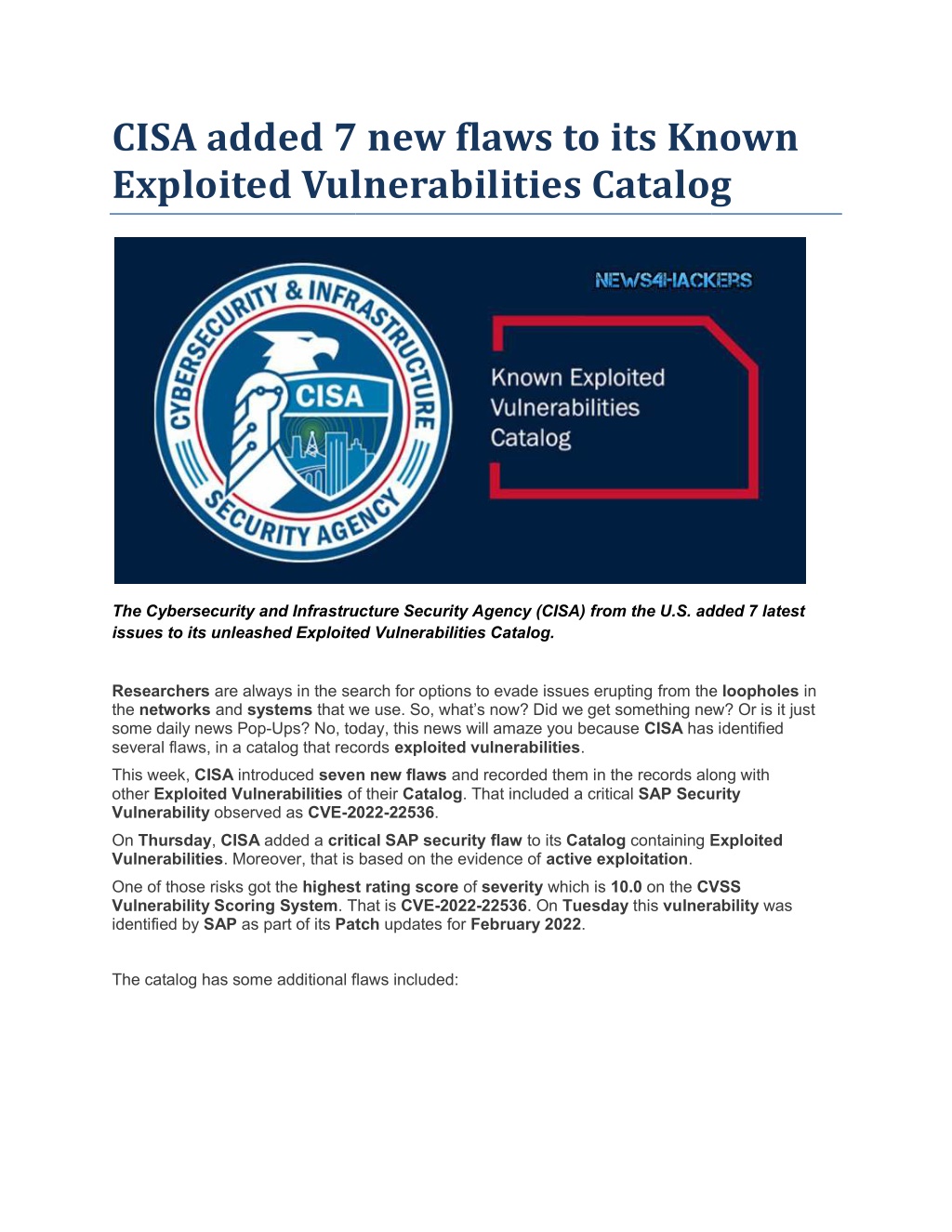 PPT - CISA Added 7 New Flaws To Its Known Exploited Vulnerabilities ...