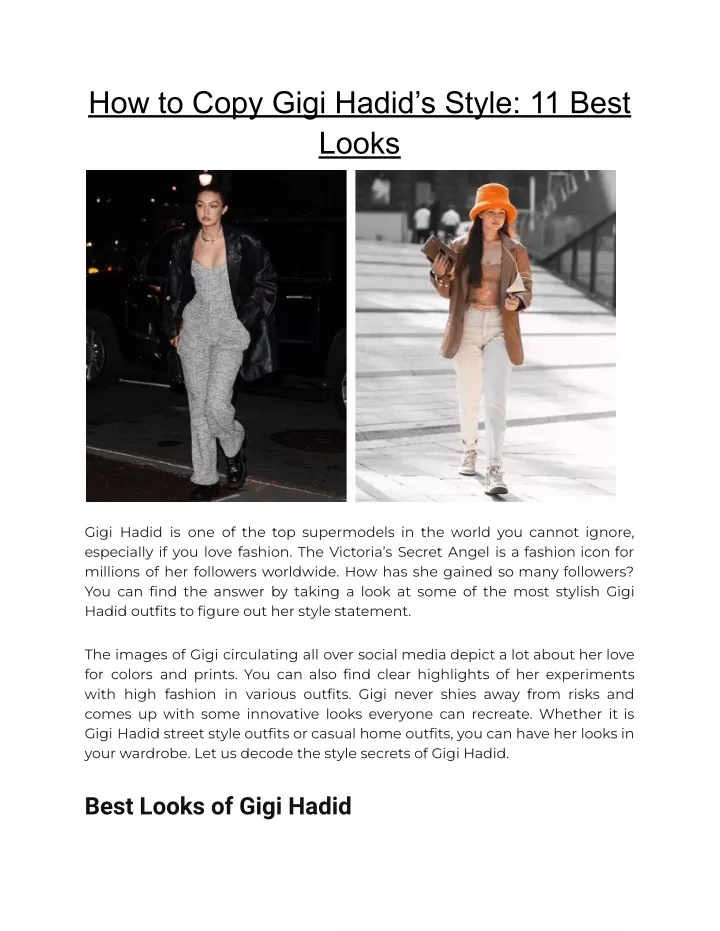 PPT - How to Copy Gigi Hadid's Style: 11 Best Looks - The Chic Pick ...