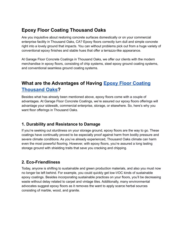 PPT epoxy flooring Thousand Oaks PowerPoint Presentation, free