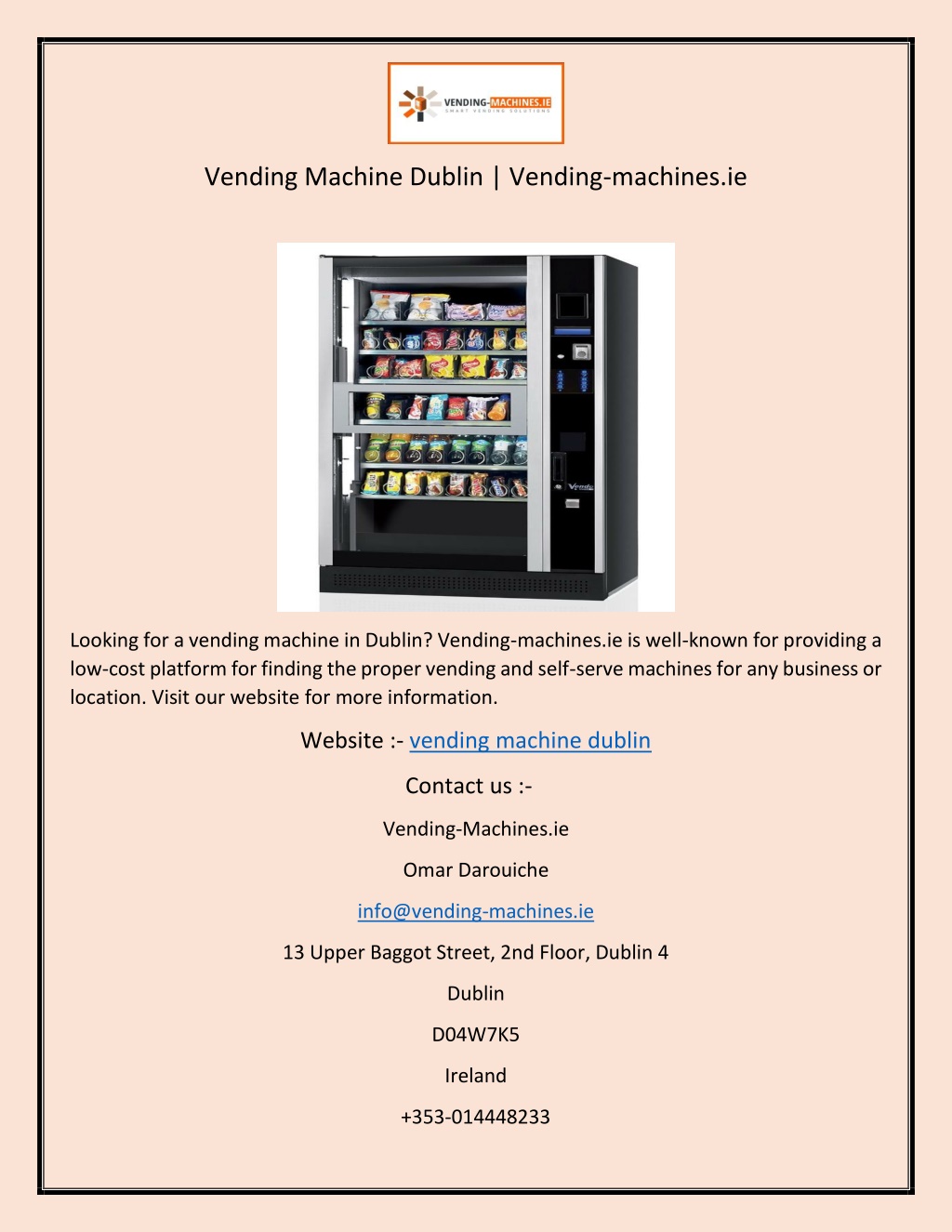 PPT Vending Machine Dublin Vendingmachines.ie PowerPoint