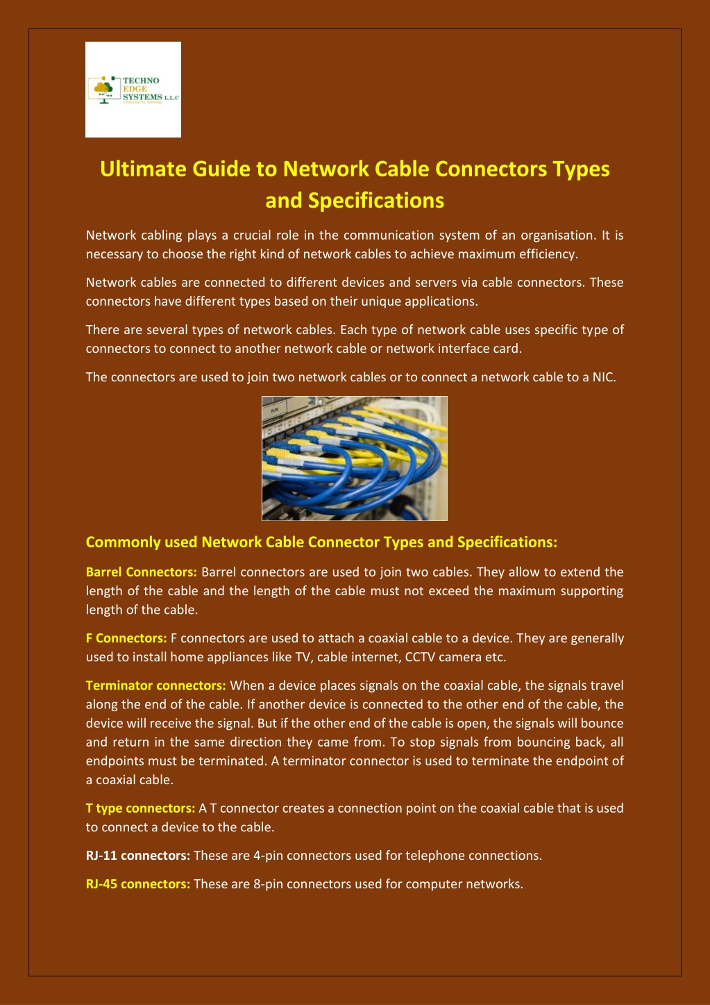 Ppt Ultimate Guide To Network Cable Connectors Types And Specifications Powerpoint 0575