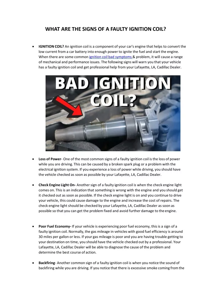 Ppt What Are The Signs Of A Faulty Ignition Coil Powerpoint