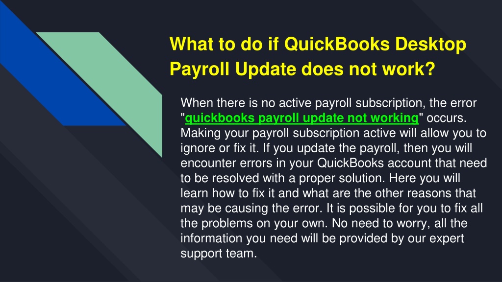 PPT What to do if QuickBooks Desktop Payroll Update does not work_ppt