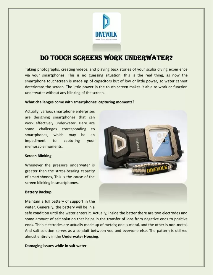 Ppt do touch screens work underwater powerpoint presentation free