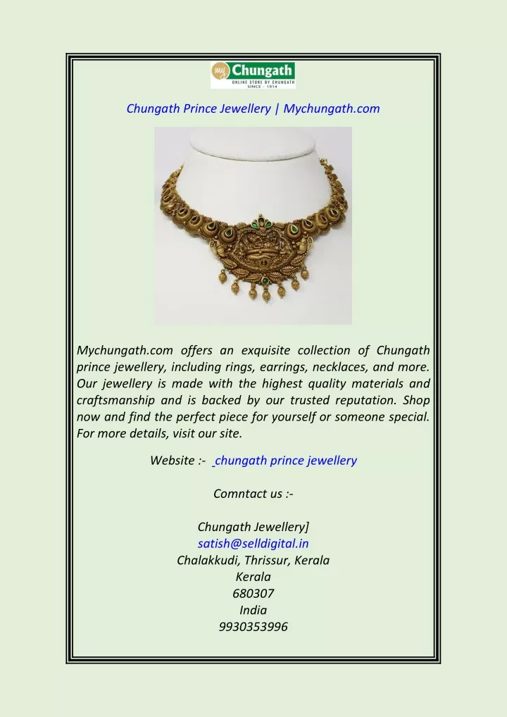 PPT - Chungath Prince Jewellery Mychungath.com PowerPoint Presentation 