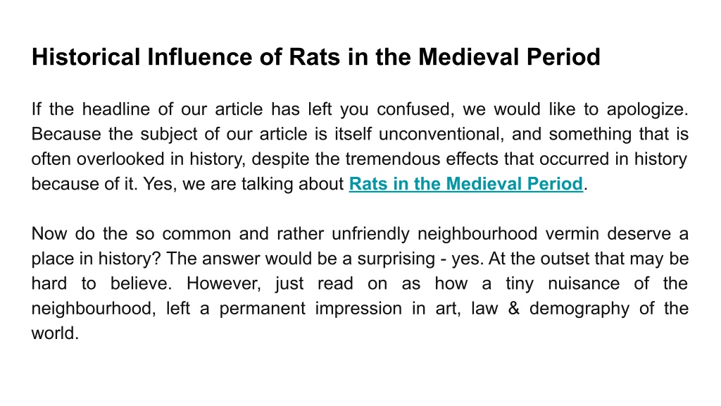 PPT - Historical Influence Of Rats In The Medieval Period - Effect In ...