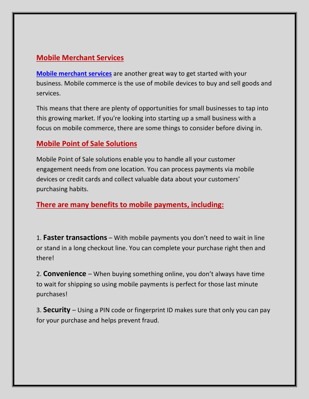 PPT - Why Mobile Merchant Services The Best Option For Your Business