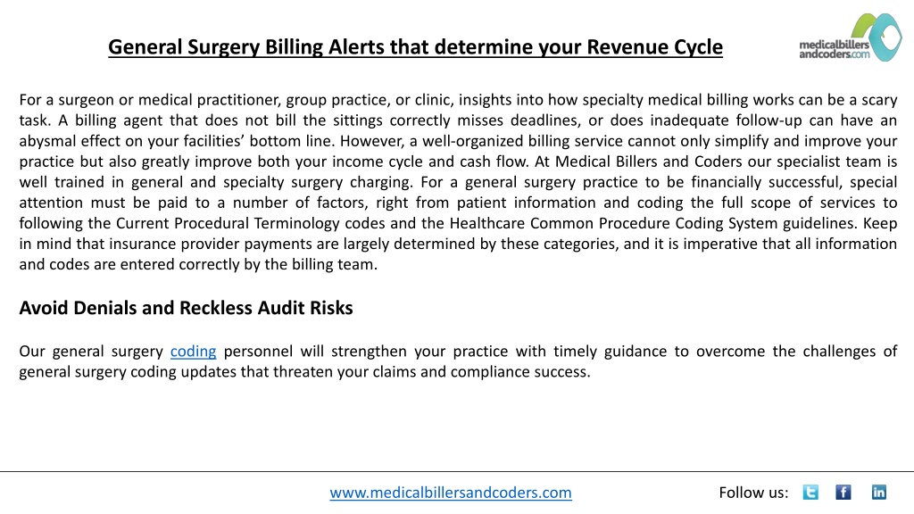 PPT - General Surgery Billing Alerts that determine your Revenue Cycle ...