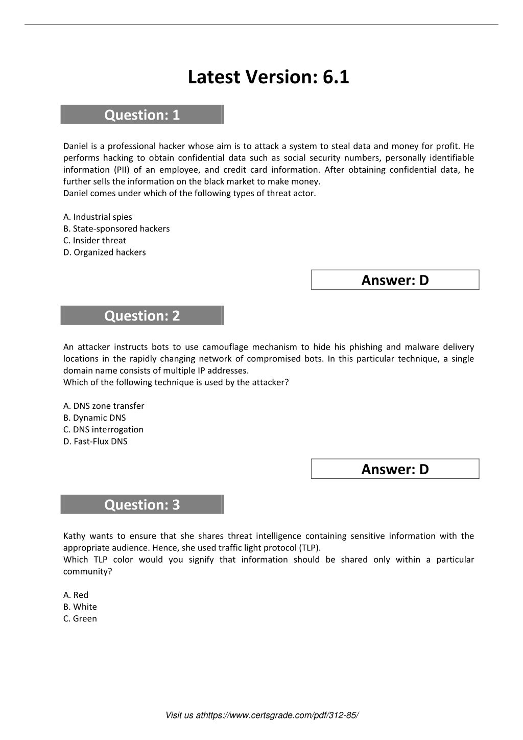 Reliable 312-85 Test Blueprint