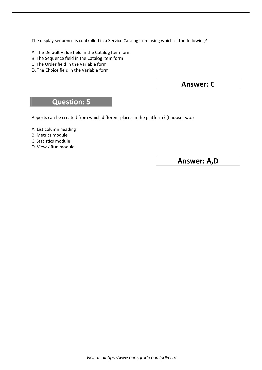 Questions CSA Pdf