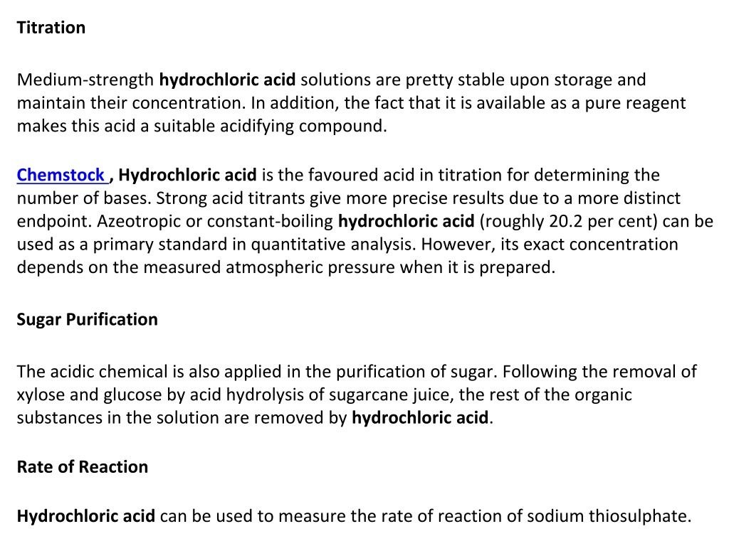 Ppt Hydrochloric Acid Suppliers In Uae Hydrochloric Acid Chemstock Powerpoint Presentation