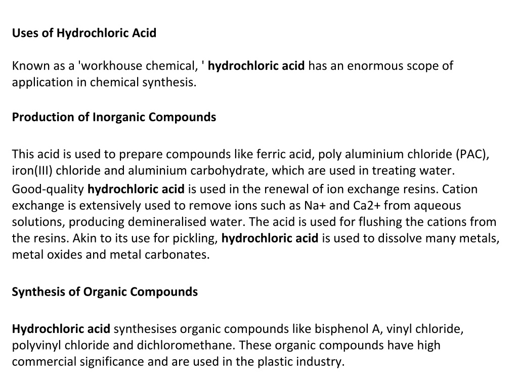 PPT - Hydrochloric Acid Suppliers in UAE | Hydrochloric Acid ...