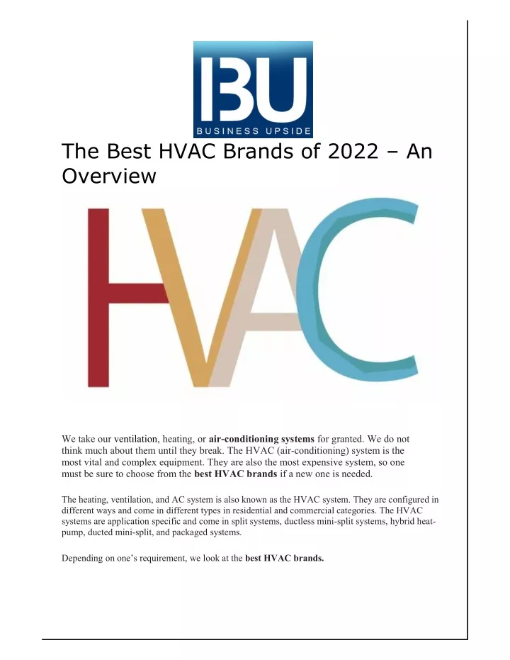 PPT - The Best HVAC Brands Of 2022 – An Overview PowerPoint ...