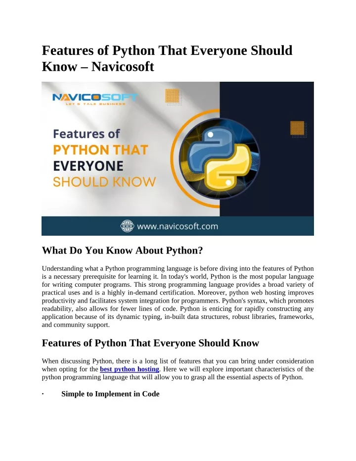 PPT - Features of Python That Everyone Should Know - Navicosoft ...