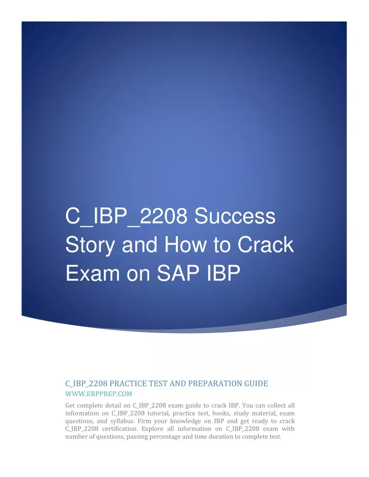 C_IBP_2208 Prüfungsvorbereitung