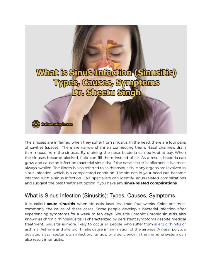 Ppt What Is Sinus Infection Sinusitis Types Causes Symptoms Dr