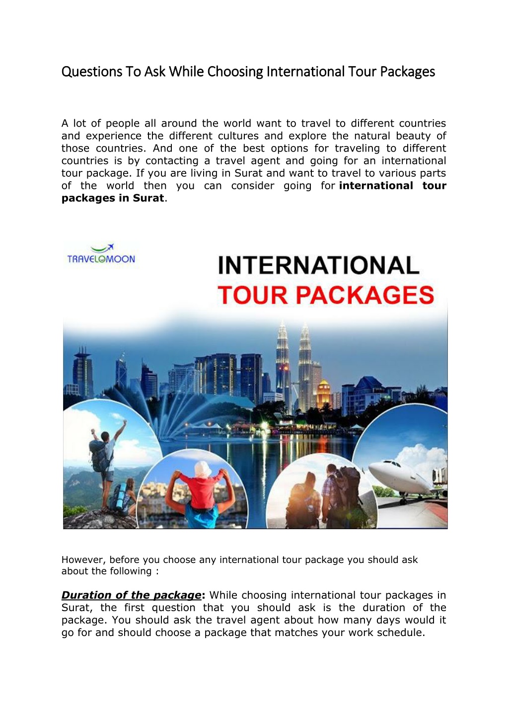 Ppt Questions To Ask While Choosing International Tour Packages