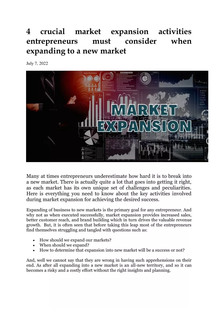 PPT - LinkedIn Ankur Sir - 4 Crucial Market Expansion Activities ...