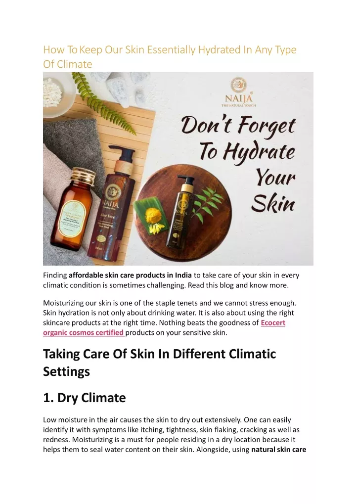 PPT - How To Keep Our Skin Essentially Hydrated In Any Type Of Climate ...