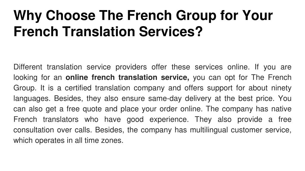 PPT 7 Points to Consider When Choosing an Online French Translation