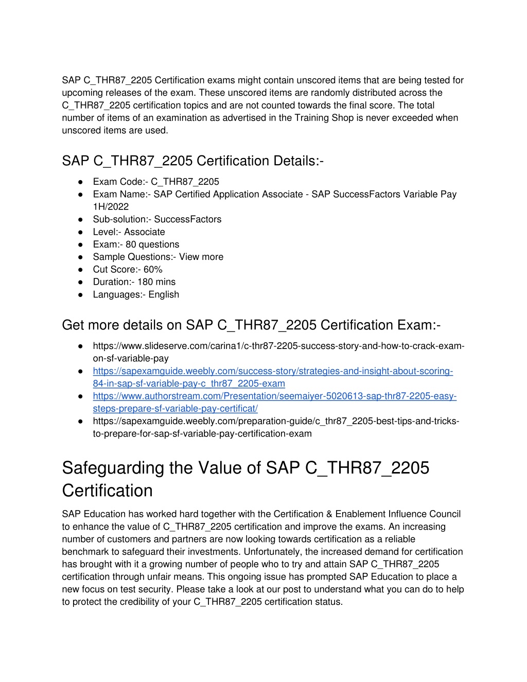 PPT - SAP C_THR87_2205 Certification Description PowerPoint Sns-Brigh10