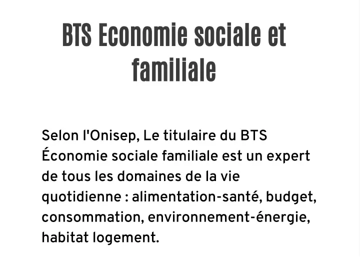 PPT - BTS Economie Sociale Et Familiale PowerPoint Presentation, Free ...