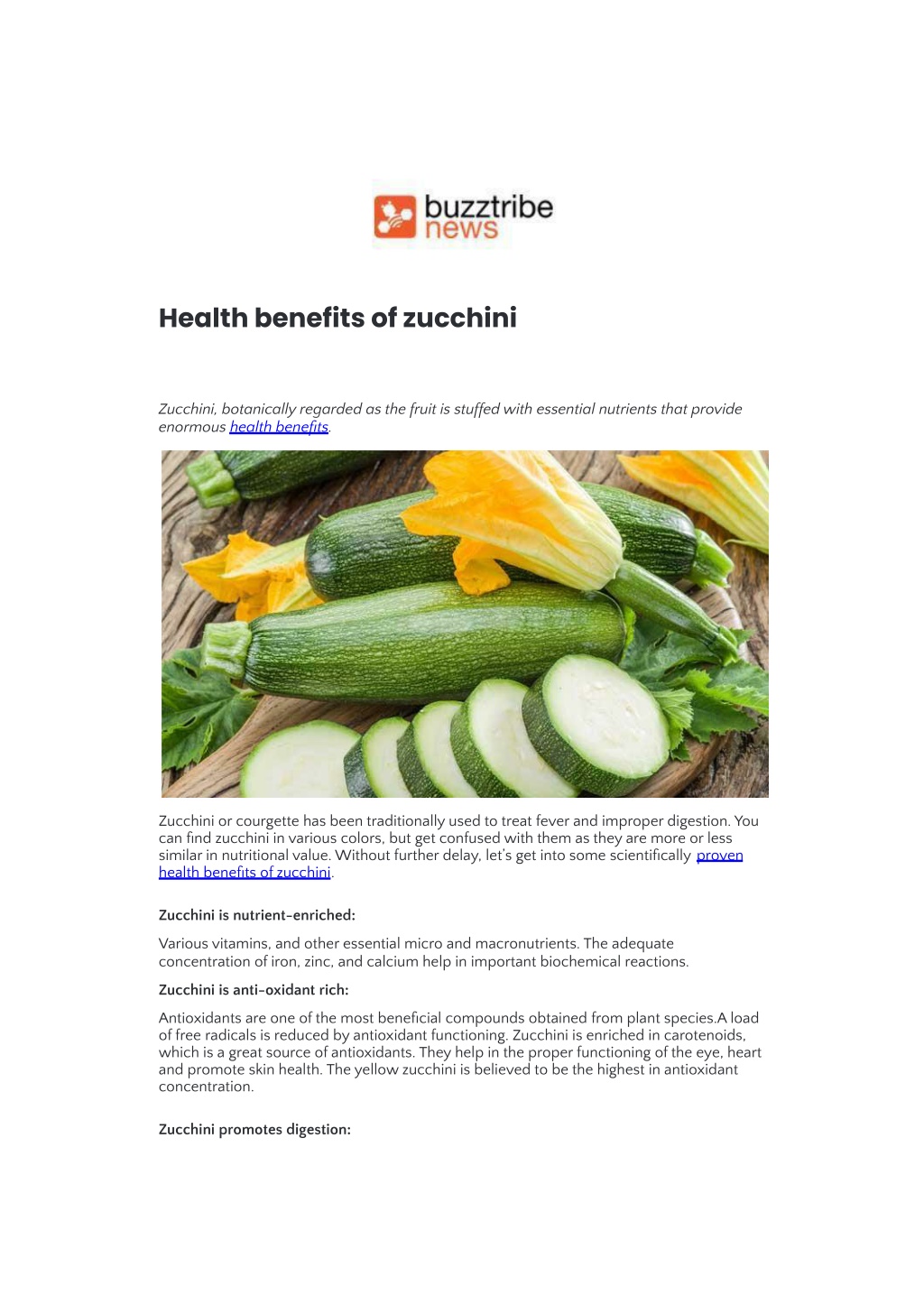 Courgette, Health Benefits of Courgette