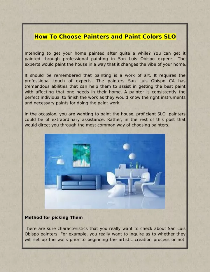 PPT How To Choose Painters and Paint Colors SLO PowerPoint