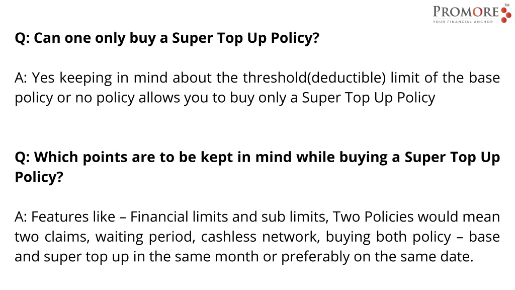 PPT Difference Between Top Up And Super Top Up Plan In HEALTH 