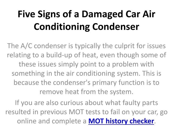 Signs Of A Failing Condenser