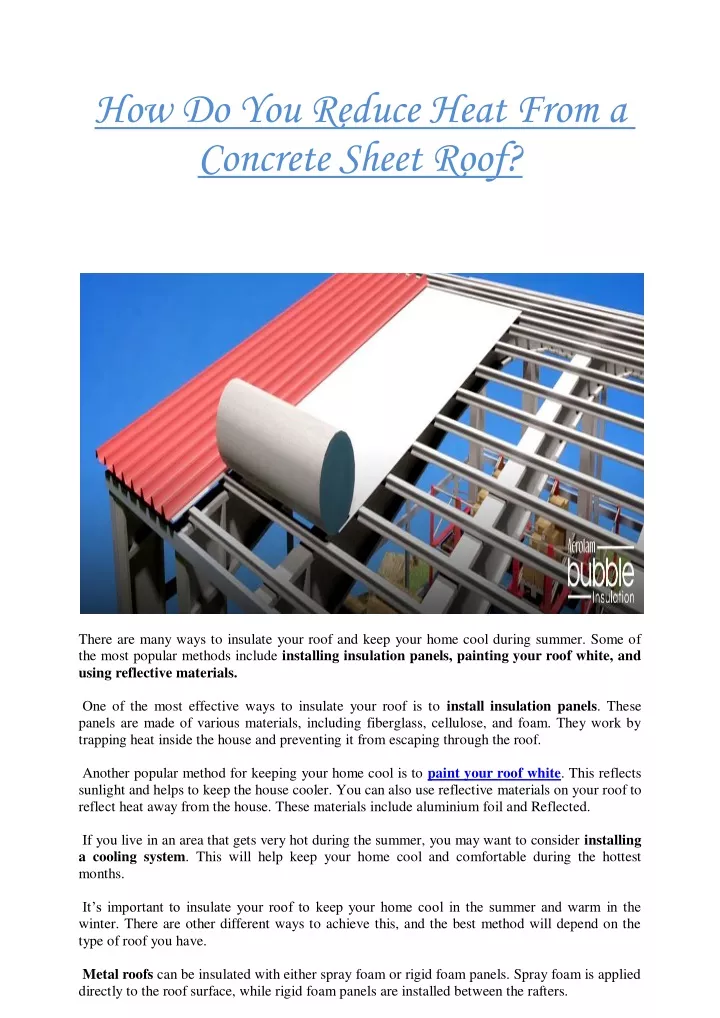 PPT How Do You Reduce Heat From A Concrete Sheet Roof PowerPoint 